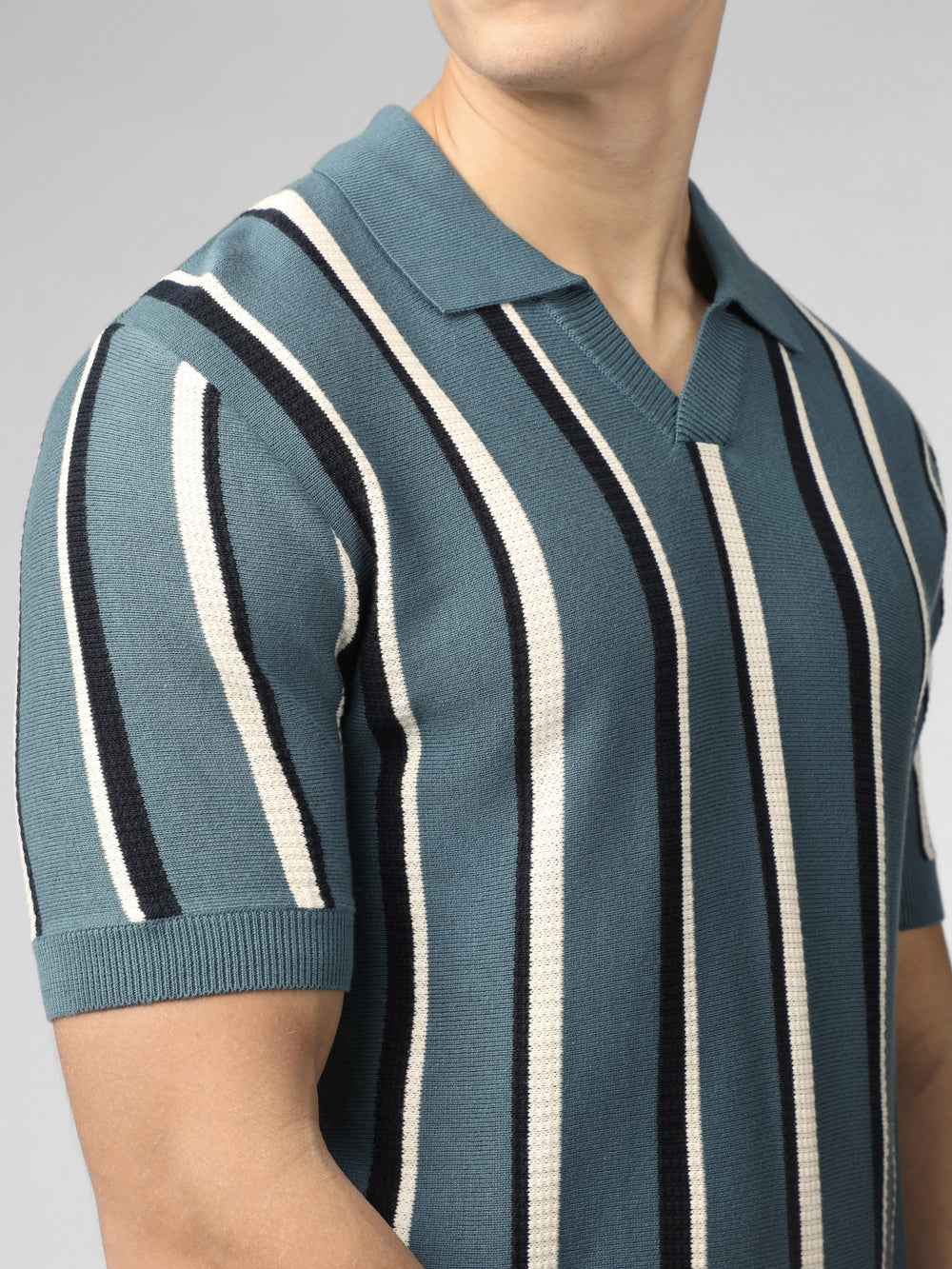 Maglieria Ben Sherman Signature Vertical Stripe Open Neck Polo Verde Acqua | 958037-JBO