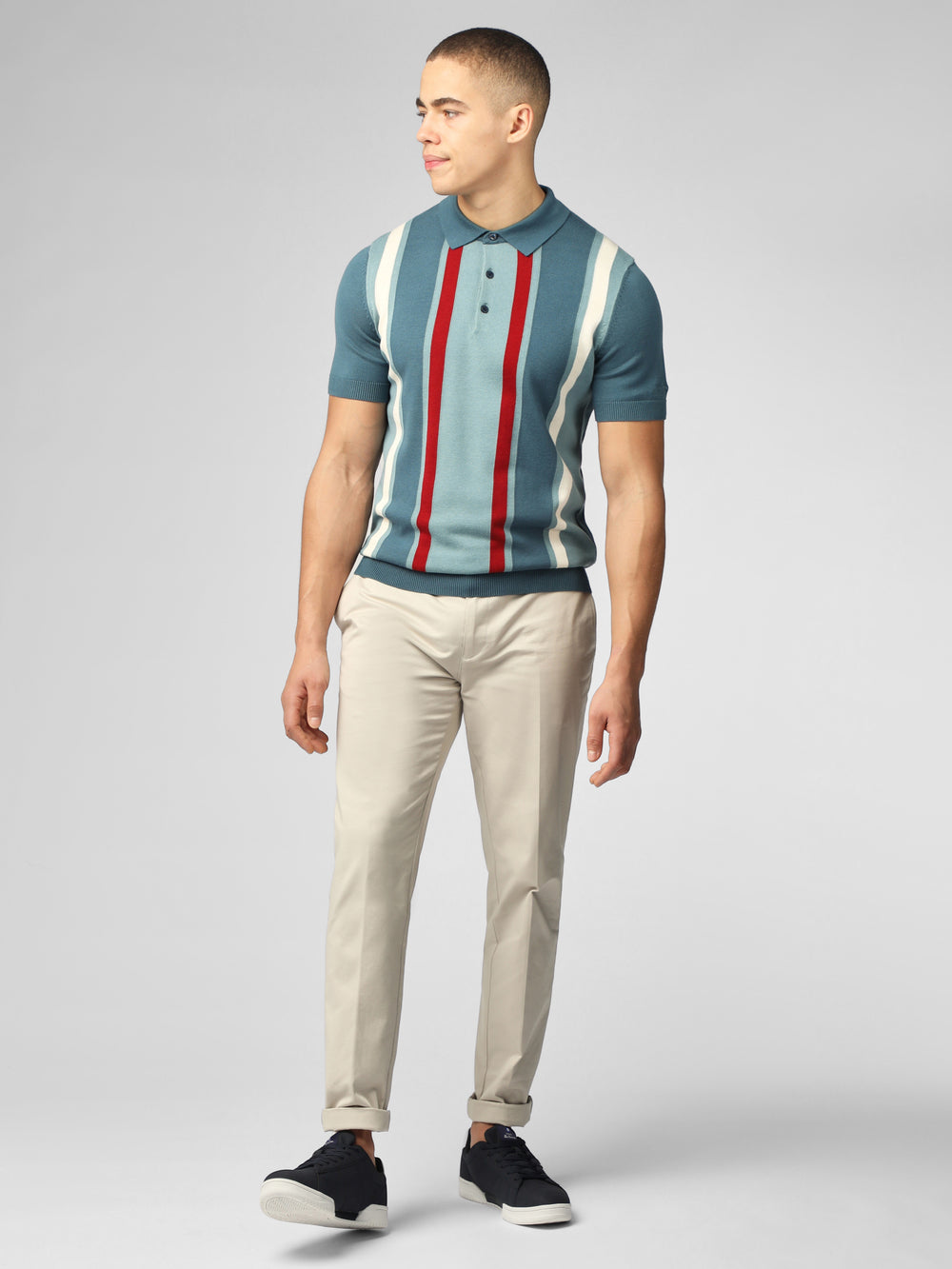 Maglieria Ben Sherman Signature Vertical Stripe Polo Verde Acqua | 527869-UCW