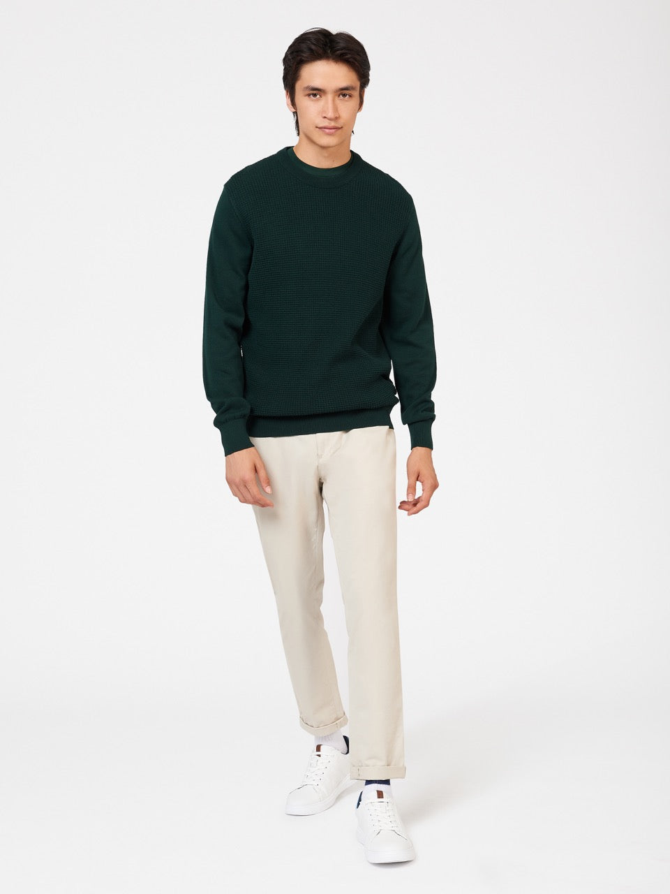 Maglieria Ben Sherman Textured Crewneck Verdi Scuro | 604957-DPC