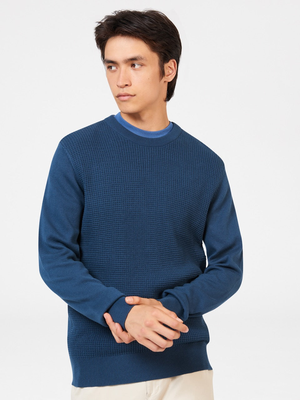 Maglieria Ben Sherman Textured Crewneck Indaco | 539826-RMC