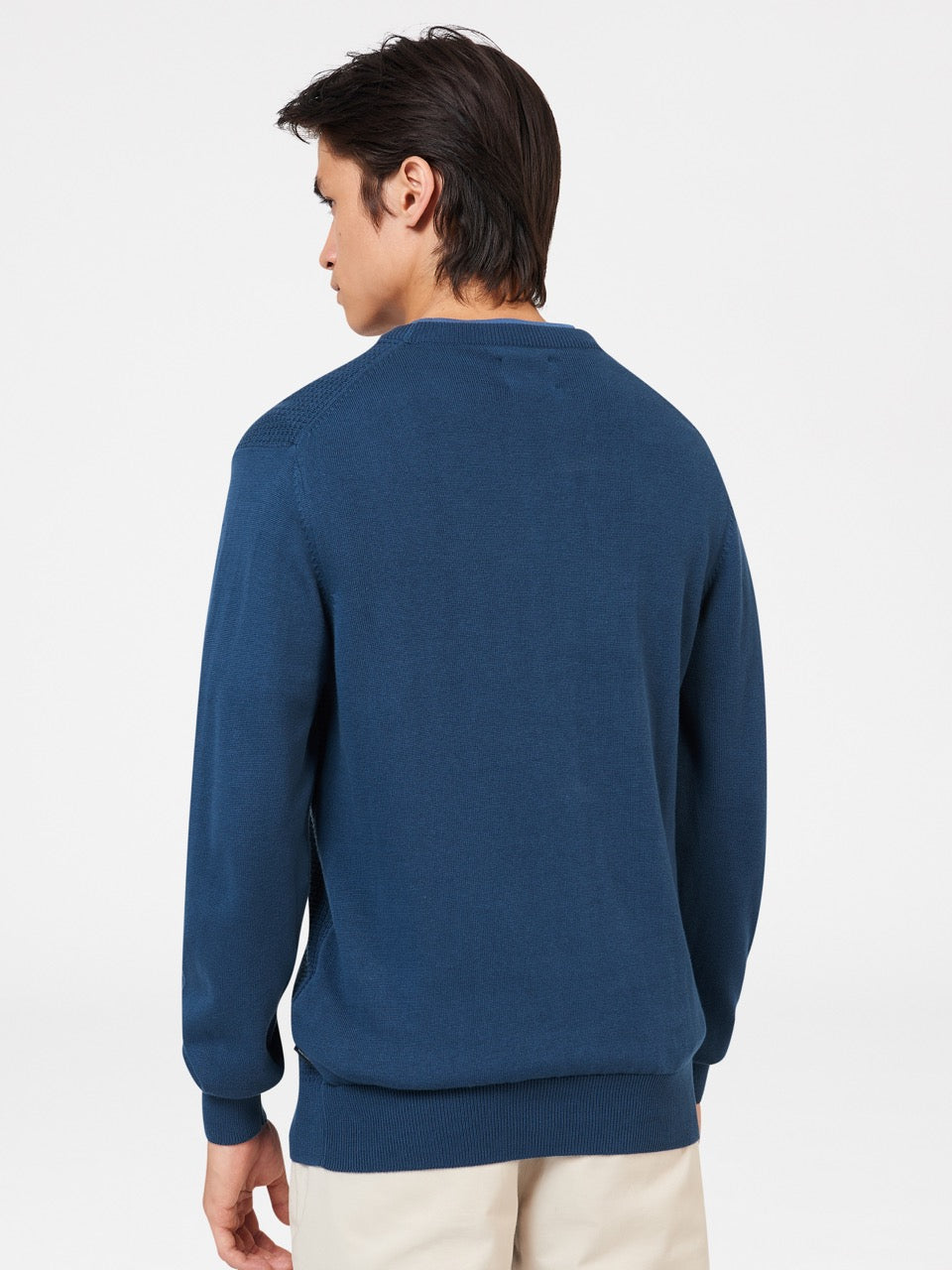 Maglieria Ben Sherman Textured Crewneck Indaco | 539826-RMC