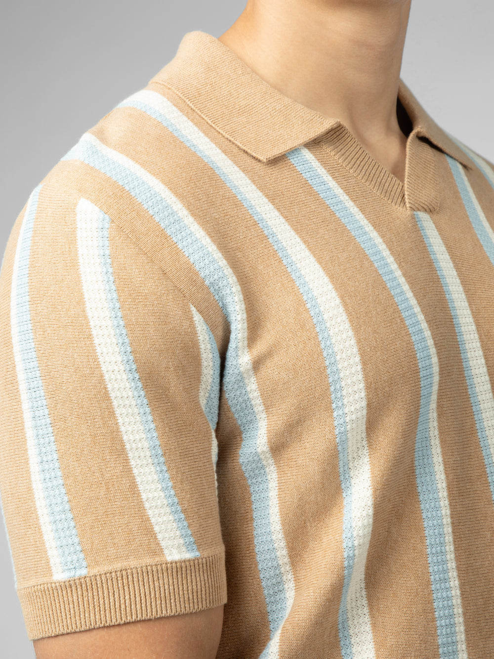 Maglieria Ben Sherman Vertical Stripe Open Neck Polo Grigie | 901824-PNT