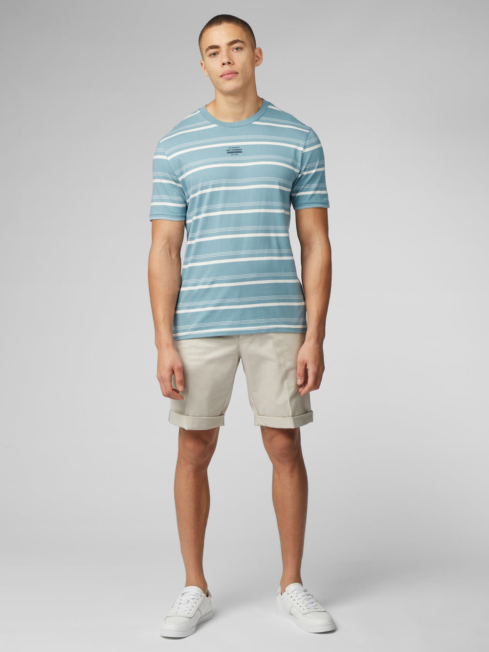 Maglietta Ben Sherman Fine Stripe Blu | 367481-ZXE