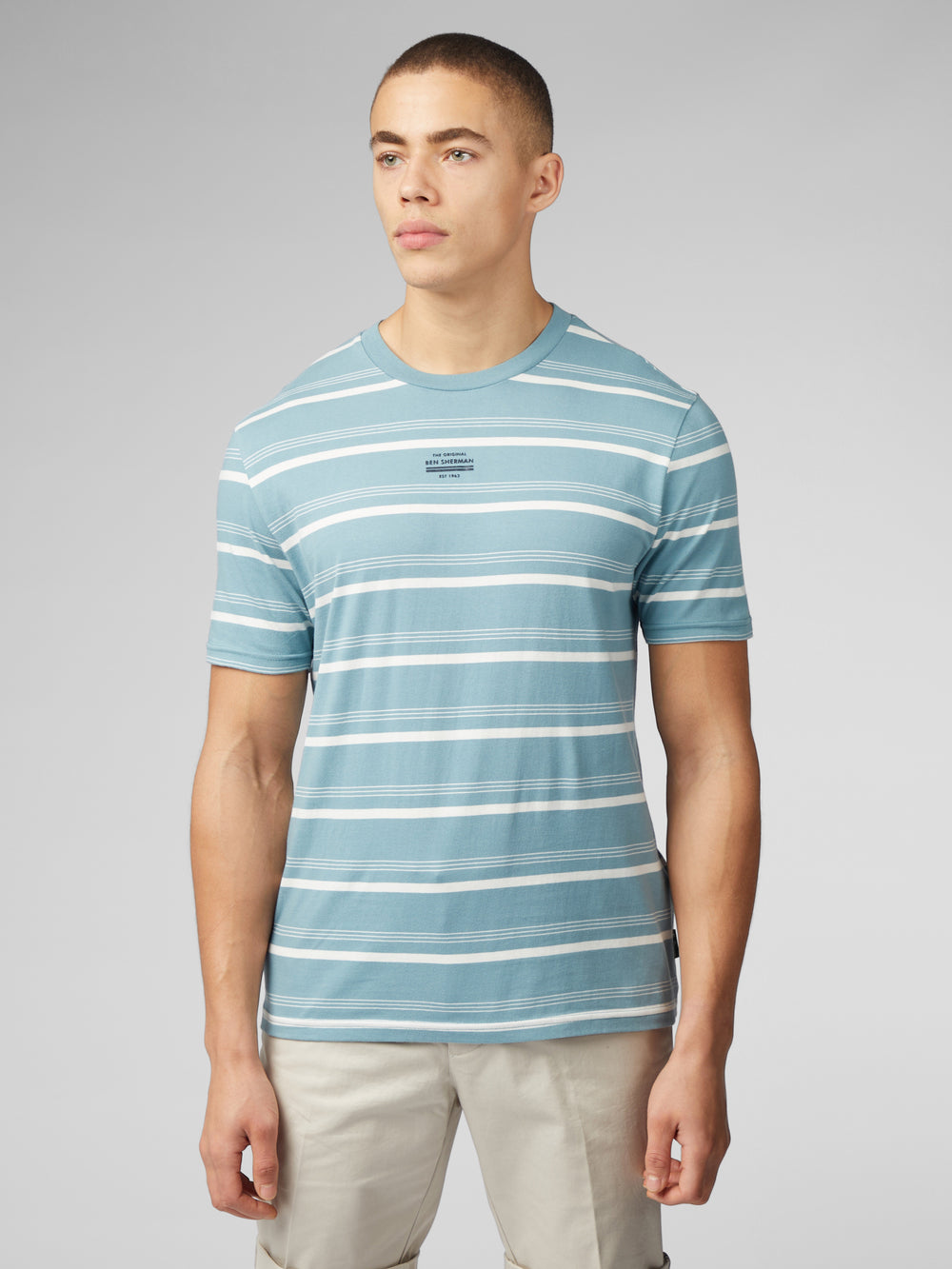 Maglietta Ben Sherman Fine Stripe Blu | 367481-ZXE