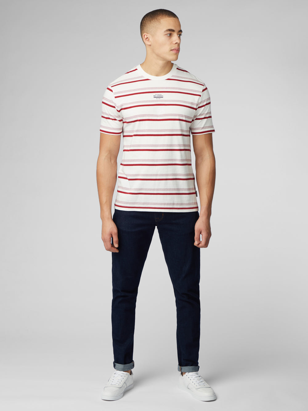 Maglietta Ben Sherman Signature Fine Stripe Bianche | 286751-ABE