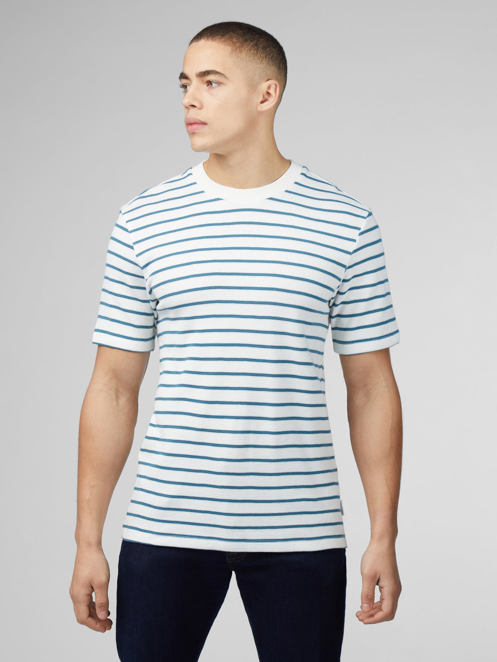 Maglietta Ben Sherman Signature Waffle Stripe Bianche | 861742-DMK