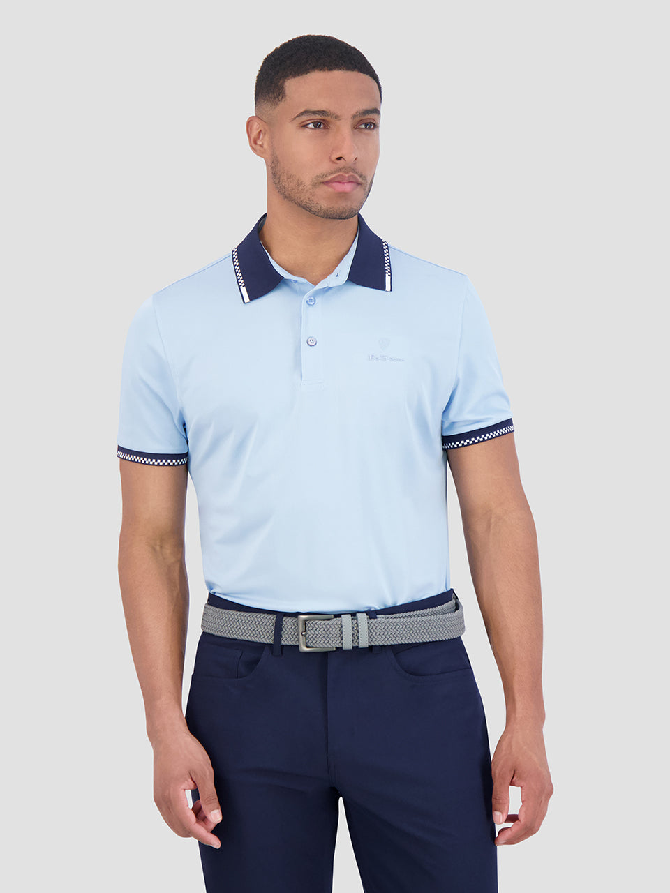 Magliette Polo Ben Sherman Checker Rib Air Pique Sports Fit Blu | 239065-RQT