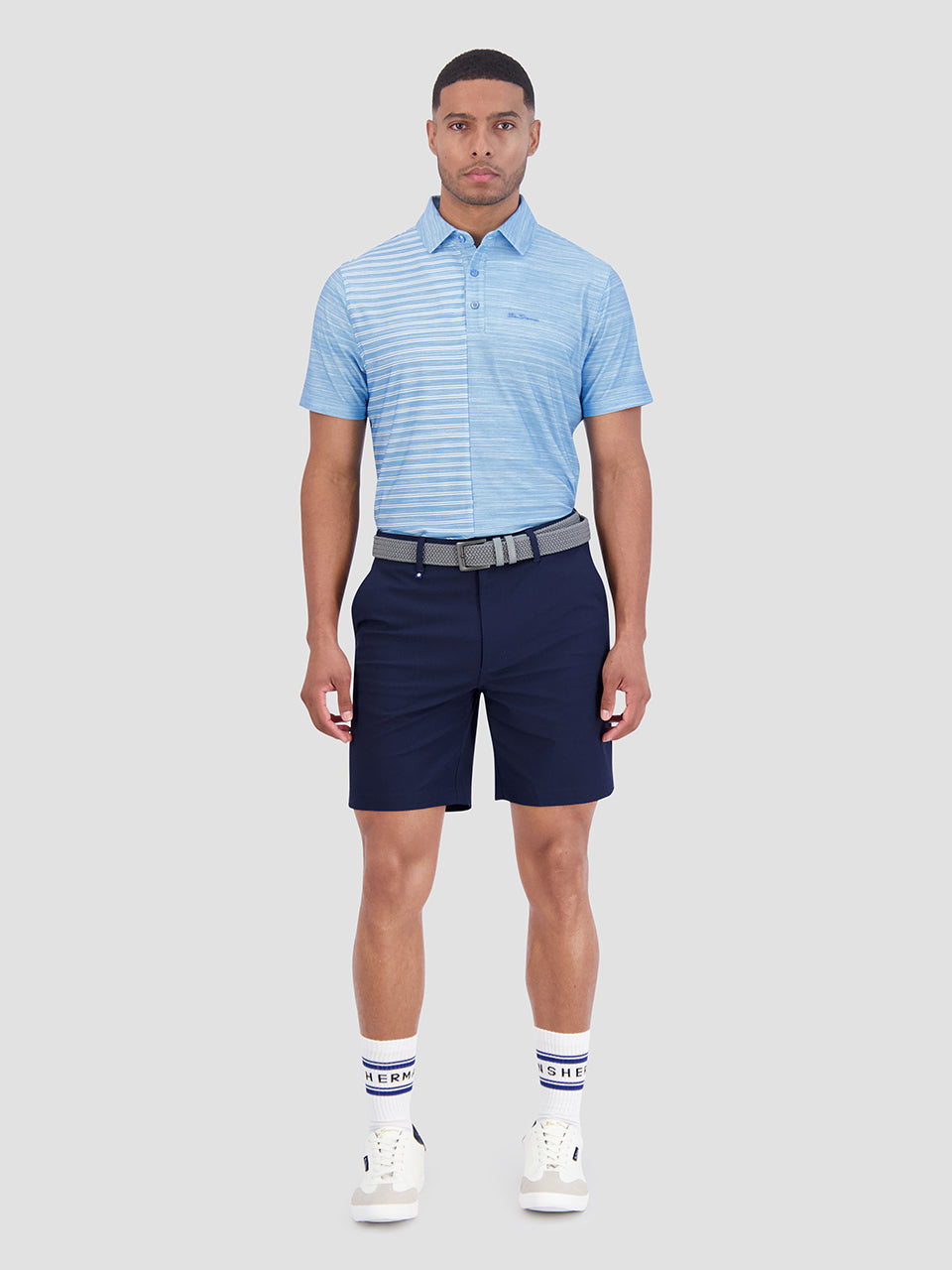 Magliette Polo Ben Sherman Melange Stripes Color Block Tech Jersey Sports Fit Azzurre | 014839-EGC