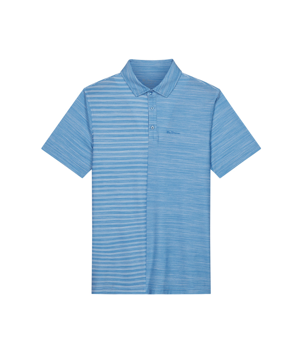 Magliette Polo Ben Sherman Melange Stripes Color Block Tech Jersey Sports Fit Azzurre | 014839-EGC