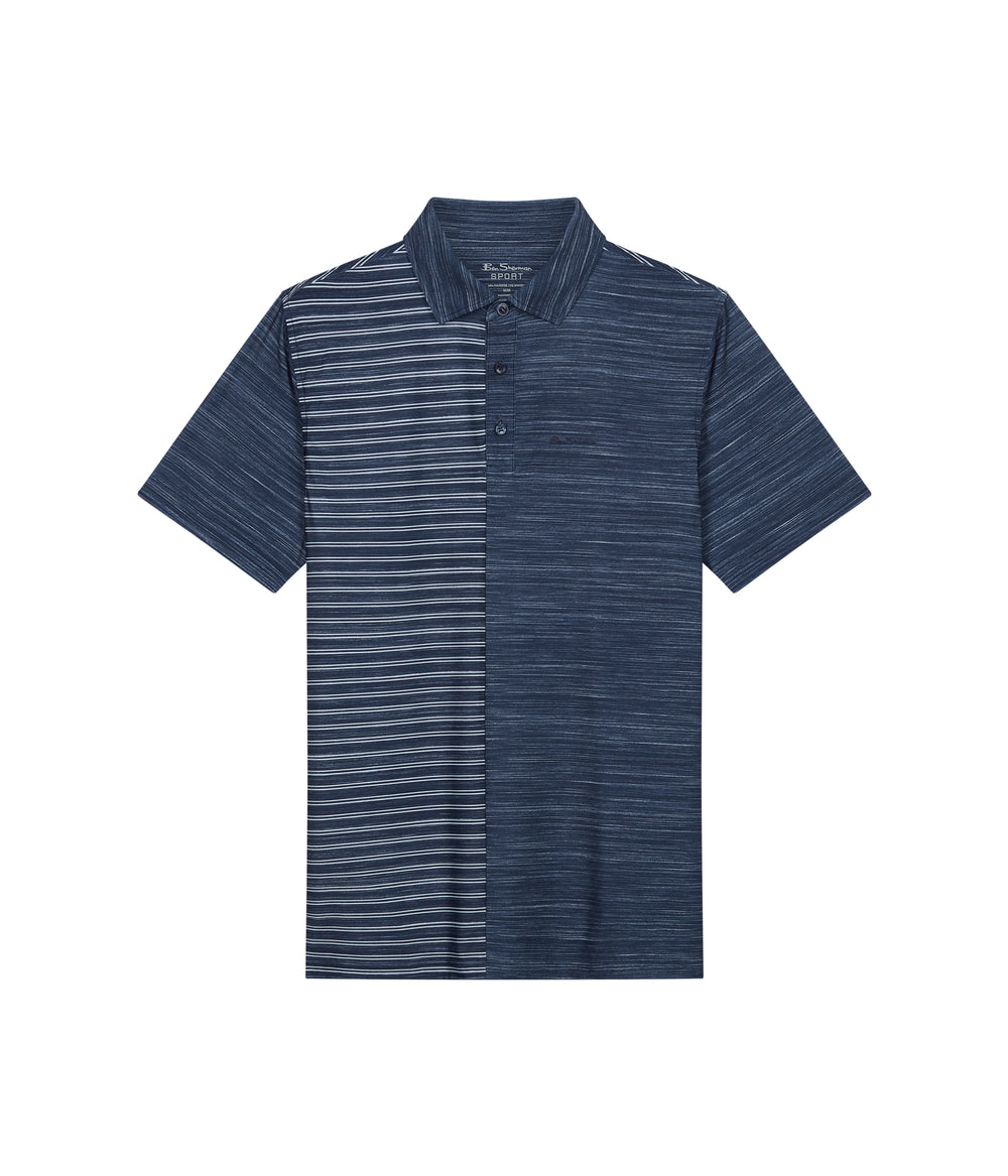 Magliette Polo Ben Sherman Melange Stripes Color Block Tech Jersey Sports Fit Blu Marino | 825149-HMX