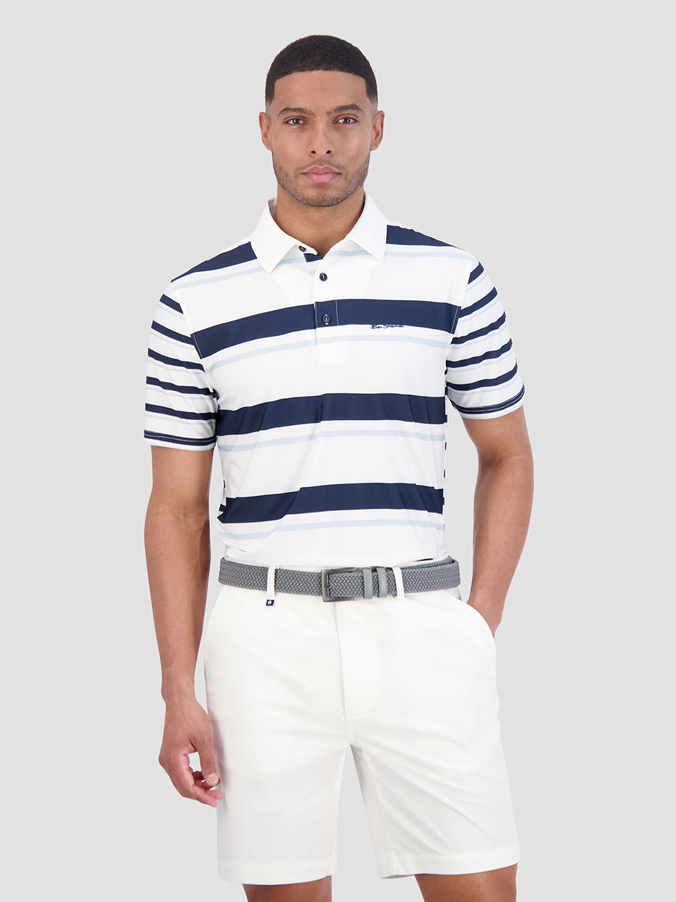 Magliette Polo Ben Sherman Mixed Mod Stripes Tech Jersey Sports Fit Blu | 384652-ZVY