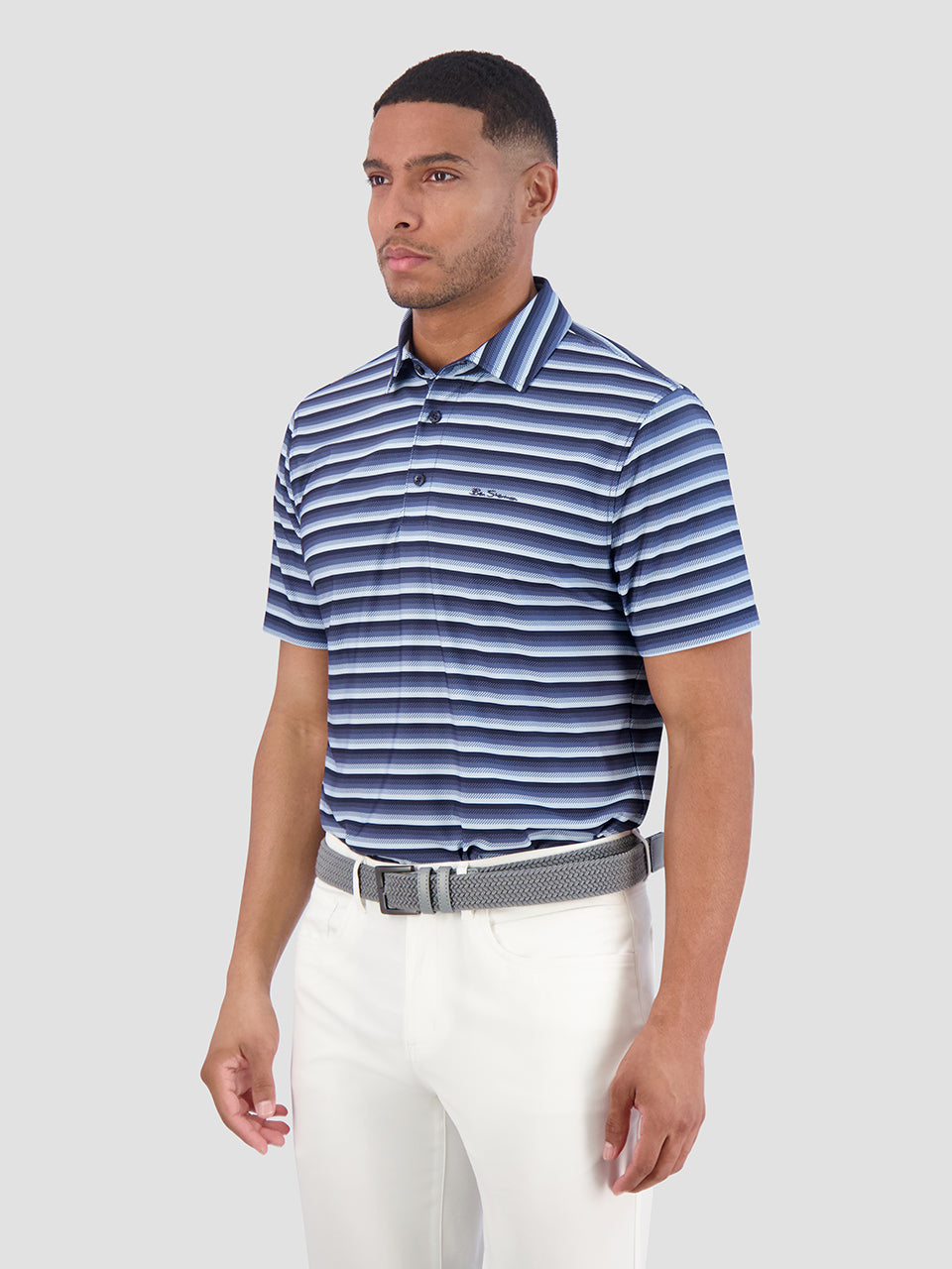 Magliette Polo Ben Sherman Multi Stripe Tech Jersey Sports Fit Blu Marino | 284635-GUA