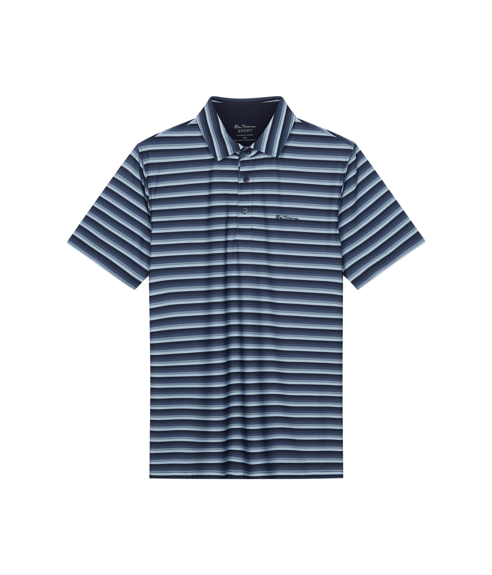 Magliette Polo Ben Sherman Multi Stripe Tech Jersey Sports Fit Blu Marino | 284635-GUA