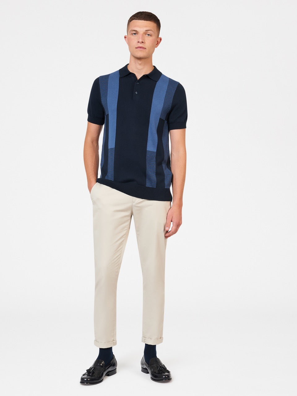 Maglioni A Polo Ben Sherman Intarsia Stripe Blu Marino | 463721-KUO