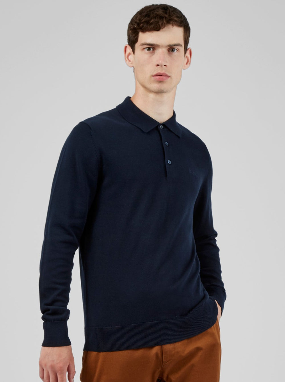 Maglioni A Polo Ben Sherman Signature Long-Sleeve Blu Marino | 568093-VYZ