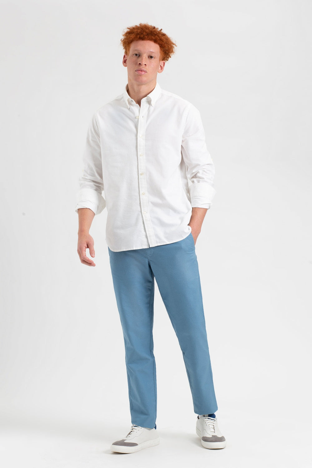 Pantaloni Ben Sherman Beatnik Oxford Slim Taper Garment Dye Chino Blu | 651839-NGE