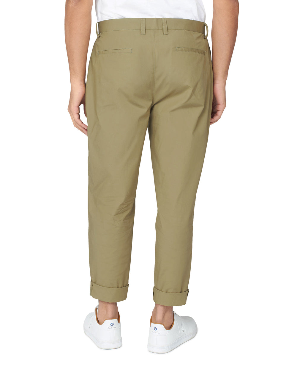 Pantaloni Ben Sherman Poplin Relaxed-Taper Pleated Verde Oliva | 671932-MZU