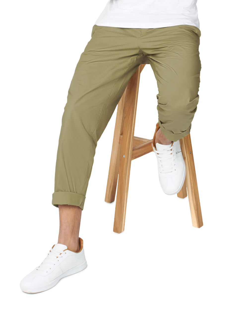 Pantaloni Ben Sherman Poplin Relaxed-Taper Pleated Verde Oliva | 671932-MZU