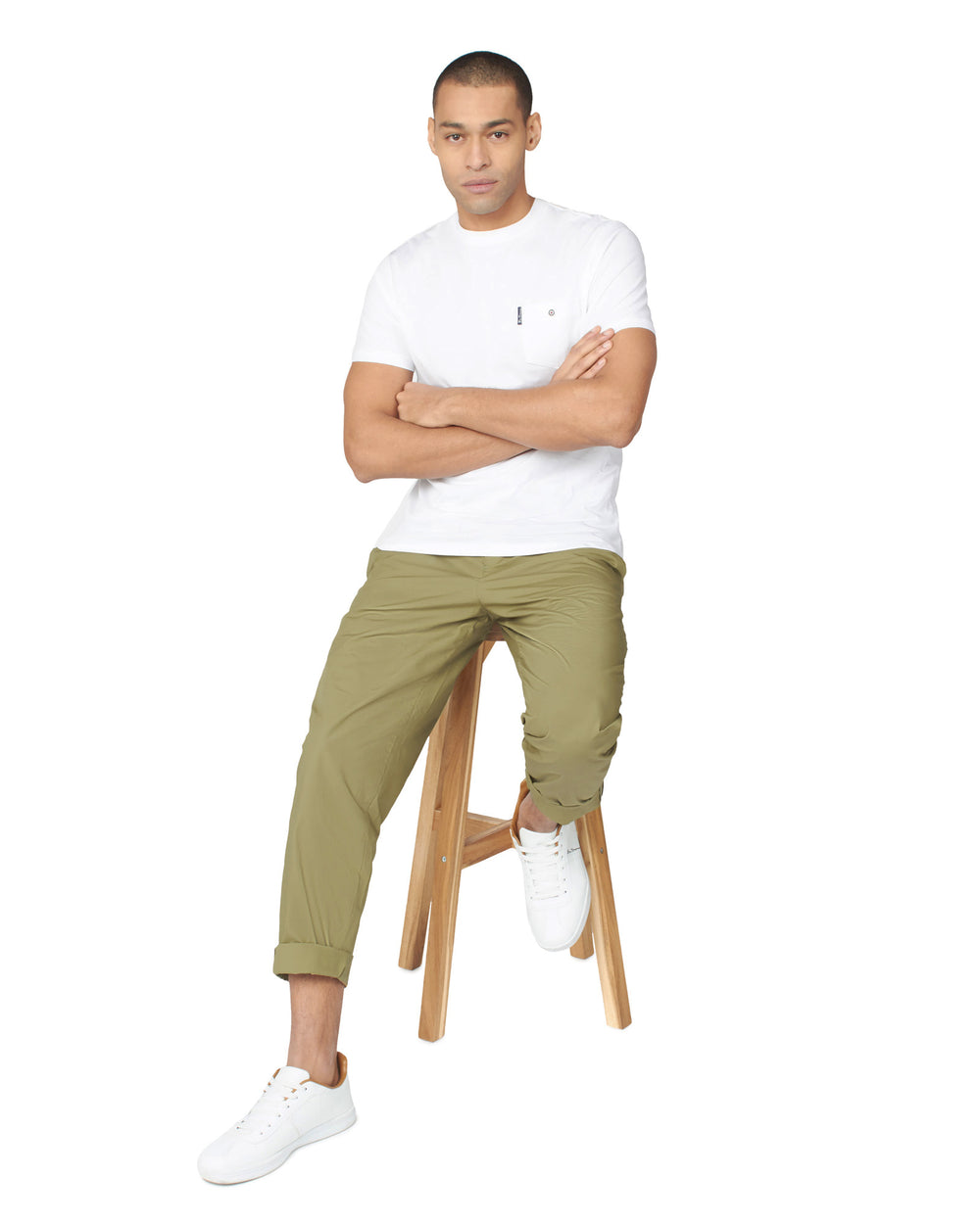 Pantaloni Ben Sherman Poplin Relaxed-Taper Pleated Verde Oliva | 671932-MZU