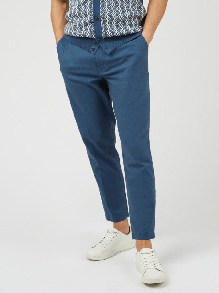 Pantaloni Ben Sherman Signature Slim Taper Linen Blu | 394785-YXU