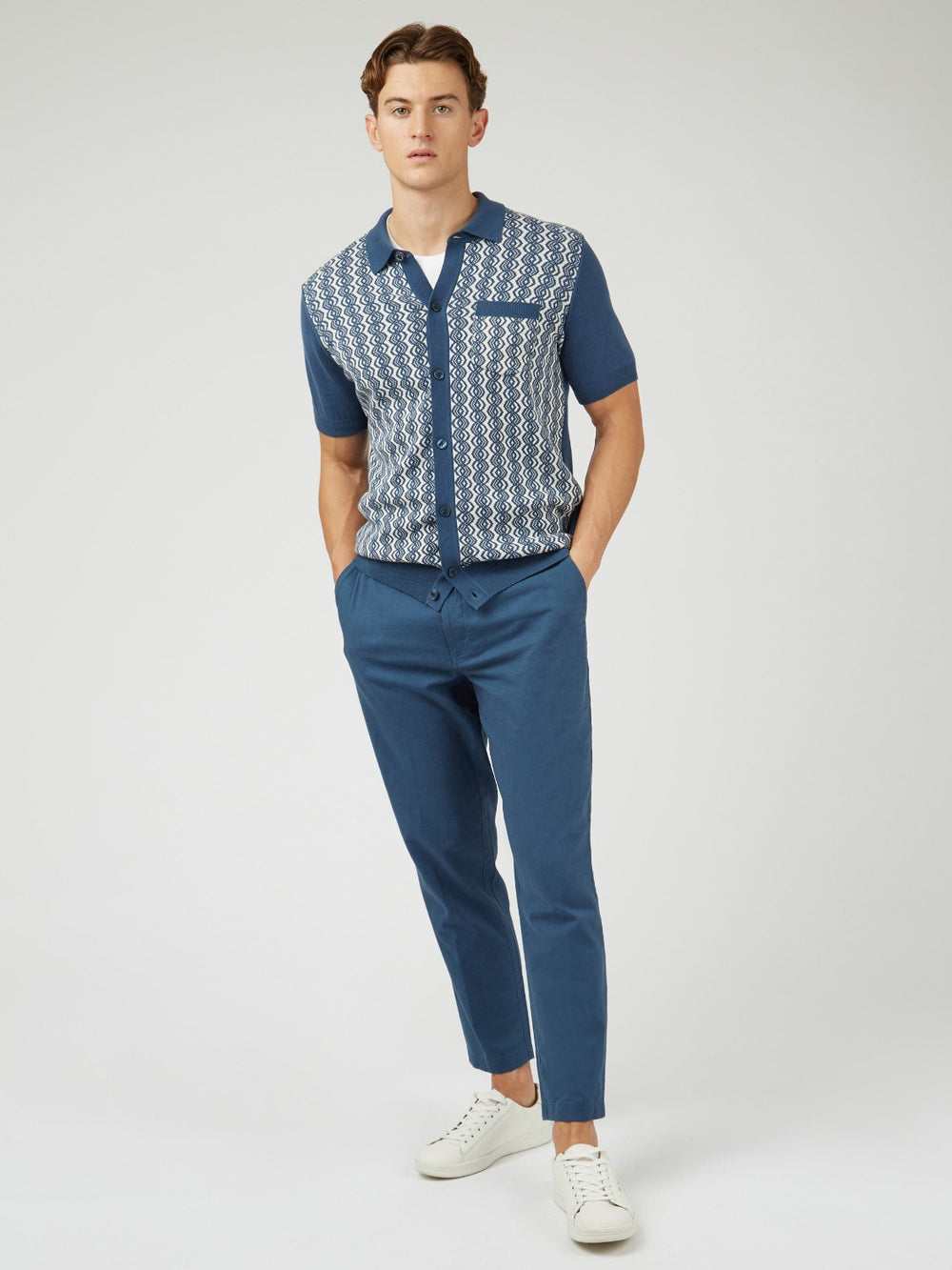 Pantaloni Ben Sherman Signature Slim Taper Linen Blu | 394785-YXU