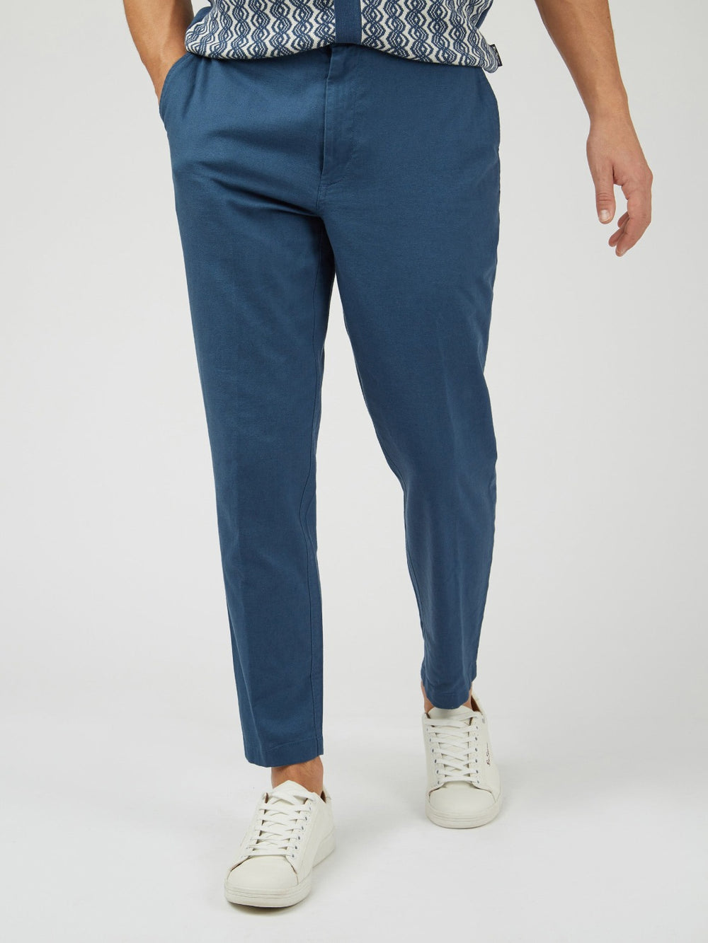 Pantaloni Ben Sherman Signature Slim Taper Linen Blu | 394785-YXU