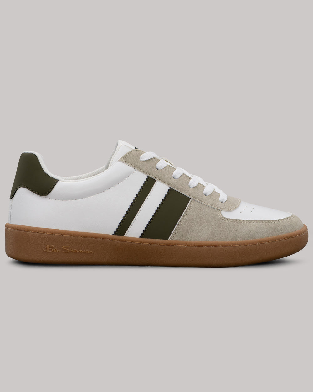 Sneakers Ben Sherman Hyde Olive Stripe Bianche | 126097-FVS