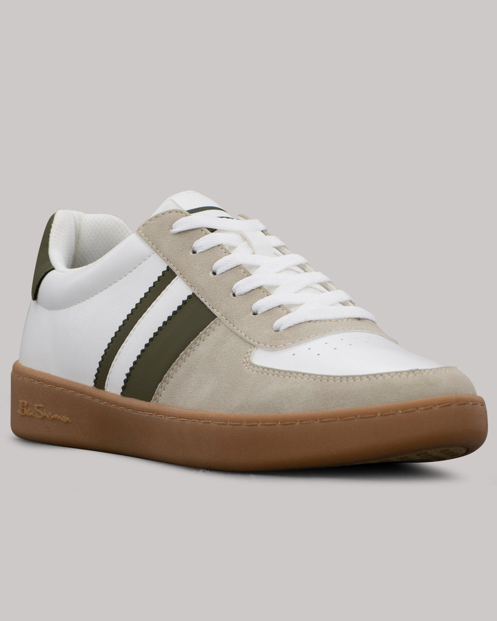 Sneakers Ben Sherman Hyde Olive Stripe Bianche | 126097-FVS