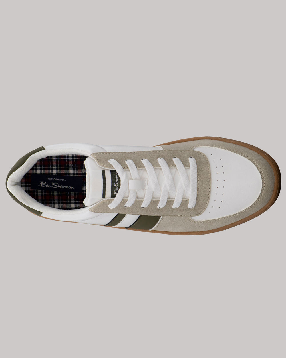 Sneakers Ben Sherman Hyde Olive Stripe Bianche | 126097-FVS